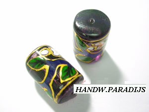Hand Painted Glass Bead 15 x 10mm